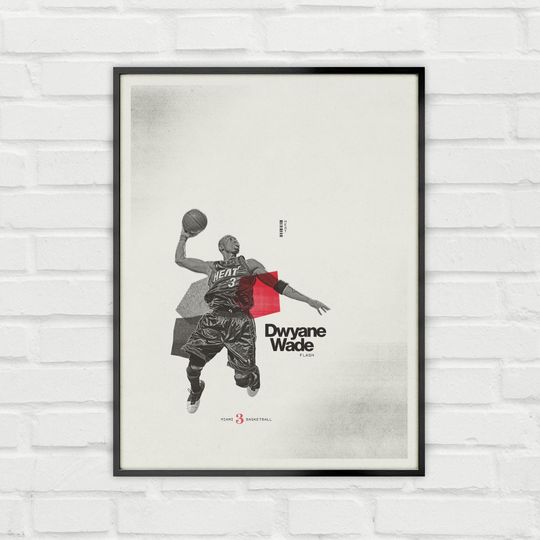 Discover Dwyane Wade Poster Minimalist Basketball Wall Art for Fans