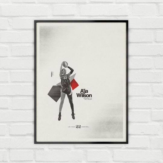 Discover Aja Wilson Poster Minimalist Basketball Wall Art for Fans