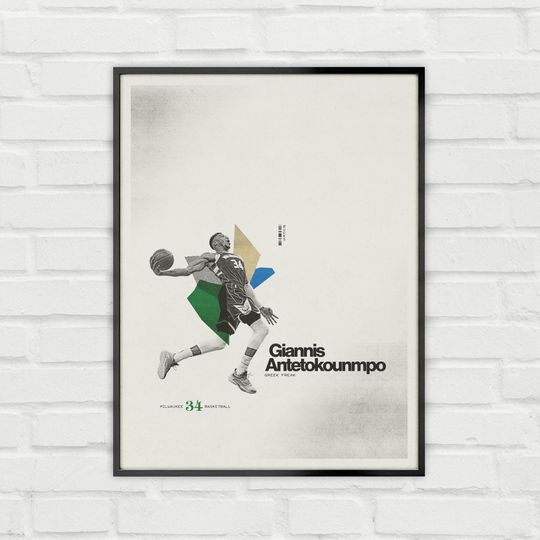 Giannis Antetoko Poster Minimalist Basketball Wall Art for Fans