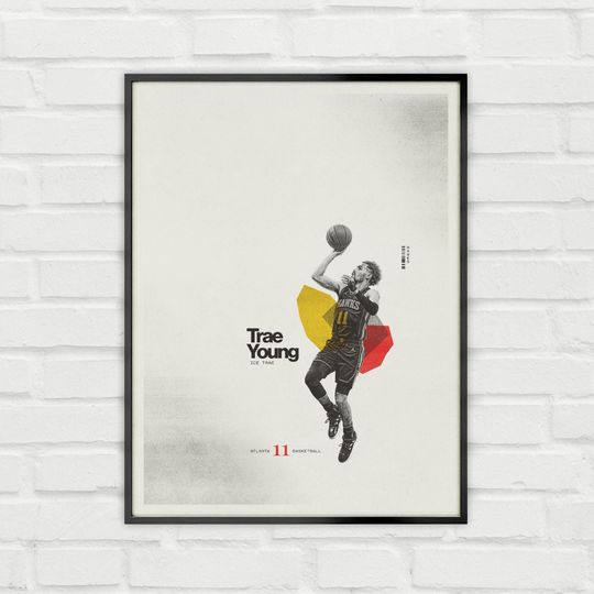 Discover Trae Young Poster Minimalist Basketball Wall Art for Fans