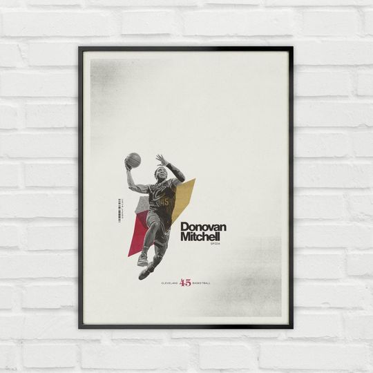 Discover Donovan Mitchell Poster Minimalist Basketball Wall Art for Fans