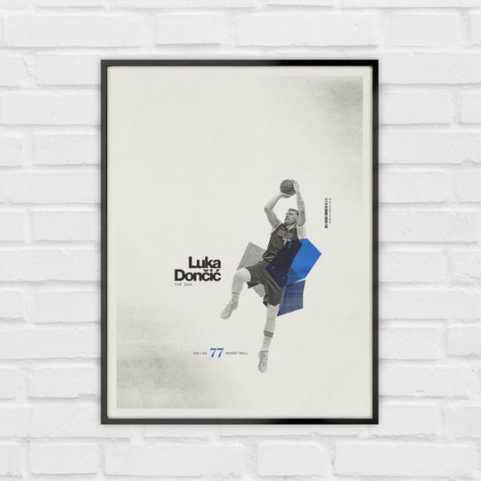 Luka Doncic Poster Minimalist Basketball Wall Art for Fans