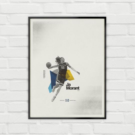 Discover Ja Morant Poster Minimalist Basketball Wall Art for Fans