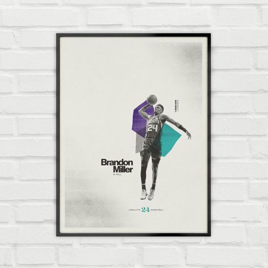 Discover Brandon Miller Poster Minimalist Basketball Wall Art for Fans
