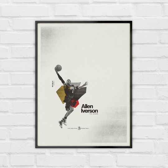 Allen Iverson Poster Minimalist Basketball Wall Art for Fans