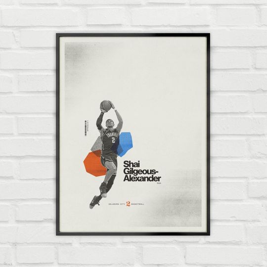 Discover Shai Gilgeous-Alexander Poster Minimalist Basketball Wall Art for Fans