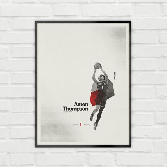 Discover Amen Thompson Poster Minimalist Basketball Wall Art for Fans