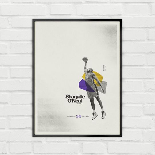 Discover Shaquille O'Neal Poster Minimalist Basketball Wall Art for Fans