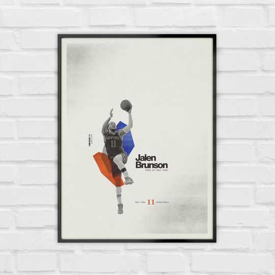 Discover Jalen Brunson Poster Minimalist Basketball Wall Art for Fans