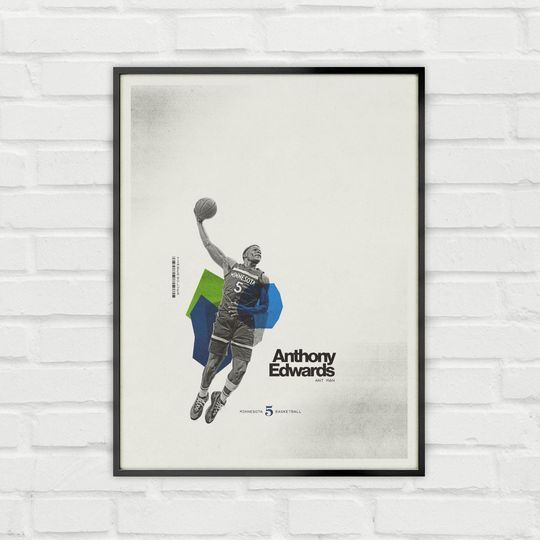 Anthony Edwards Poster Minimalist Basketball Wall Art for Fans