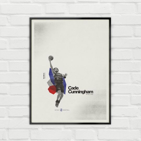 Discover Cade Cunningham Poster Minimalist Basketball Wall Art for Fans