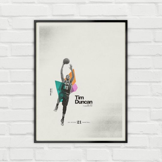 Discover Tim Duncan Poster Minimalist Basketball Wall Art for Fans