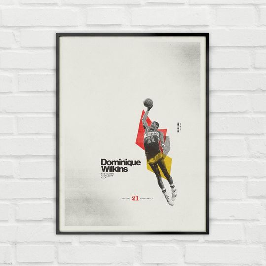 Discover Dominique Wilkins Poster Minimalist Basketball Wall Art for Fans