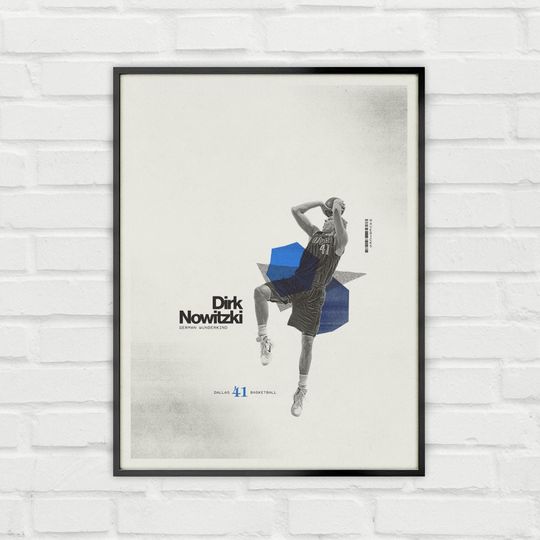 Discover Dirk Nowitzki Poster Minimalist Basketball Wall Art for Fans