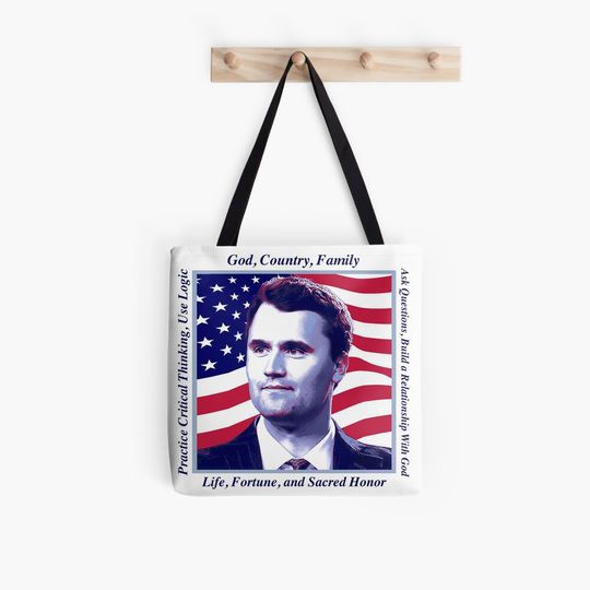 Discover Charlie Kirk's courage remembered. Freedom is not free! Tote Bag