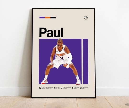 Discover Chris Paul Poster - Minimalist Mid century Modern Basketball Wall Art Print