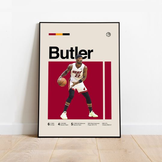 Discover Jimmy Butler Poster - Minimalist Mid century Modern Basketball Wall Art Print for Fans