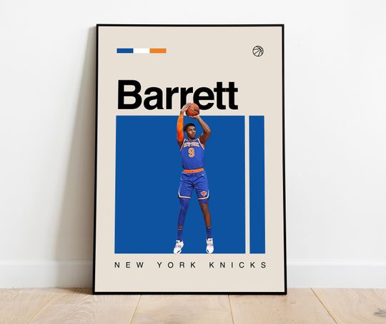 Discover RJ Barrett Poster - Minimalist Mid century Modern Basketball Wall Art Print for Fans