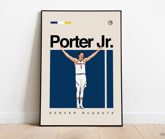 Discover Michael Porter Jr. Poster - Minimalist Mid century Modern Basketball Wall Art Print