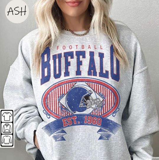 Vintage 90s Buffalo Football Sweatshirt Buffalo Bill Crewneck Buffalo New York Fan Gift