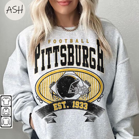 Discover Vintage 90s Pittsburgh Football Comfort Colors Sweatshirt Vintage Pittsburgh Crewneck Gift for Football Fan Oversized Pittsburgh Sweatshirt