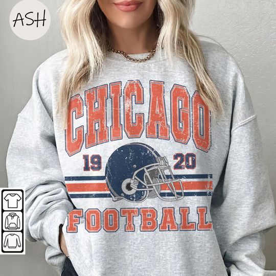 Discover Vintage 90s Style Chicago Football Sweatshirt, Game Day Shirt, Chicago Team Football Shirt, Sunday Chicago, Sport Shirt, Chicago Football