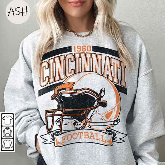 Discover Vintage 90s Style Cincinnati Football Sweatshirt, Retro Sports Fan Shirt, Trendy Game Day, Cincinnati Sweatshirt, Cincinnati Football Shirt