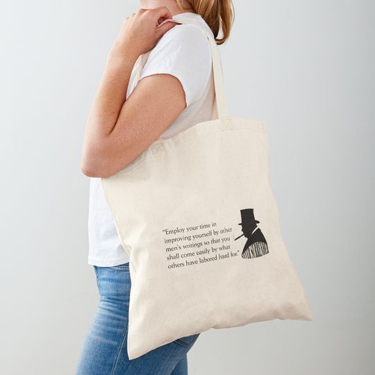 Discover Winston Churchill quote "Employ your time improving yourself" Tote Bag