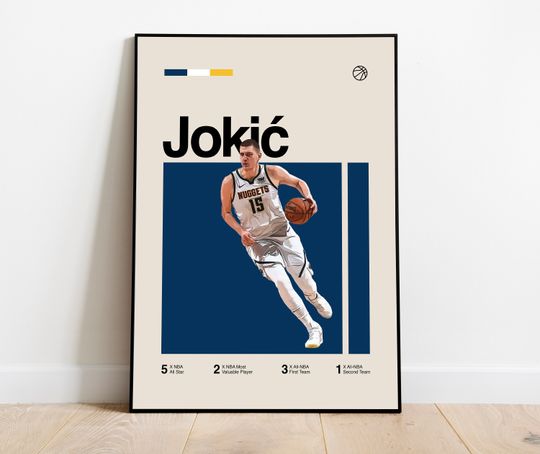 Discover Nikola Jokic Poster  Classic Jokic Art for Fans, Mid-Century Modern, Minimalist, Basketball Bedroom Decor, Office Wall Art DIGITAL DOWNLOAD