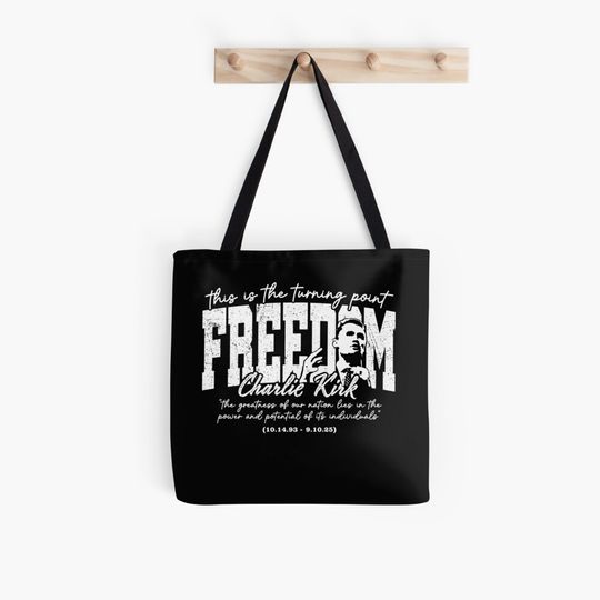 Discover Freedom Charlie Kirk, Political Jokes, Election, Funny Quote, Flag America Tote Bag
