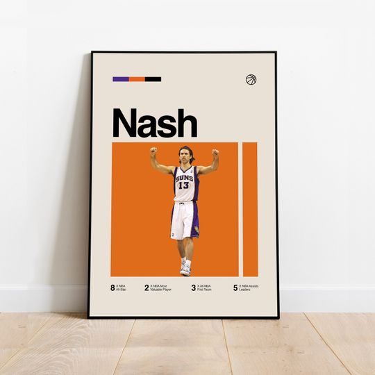 Discover Steve Nash Poster - Minimalist Mid century Modern Basketball Wall Art Print for Fans! DIGITAL DOWNLOAD