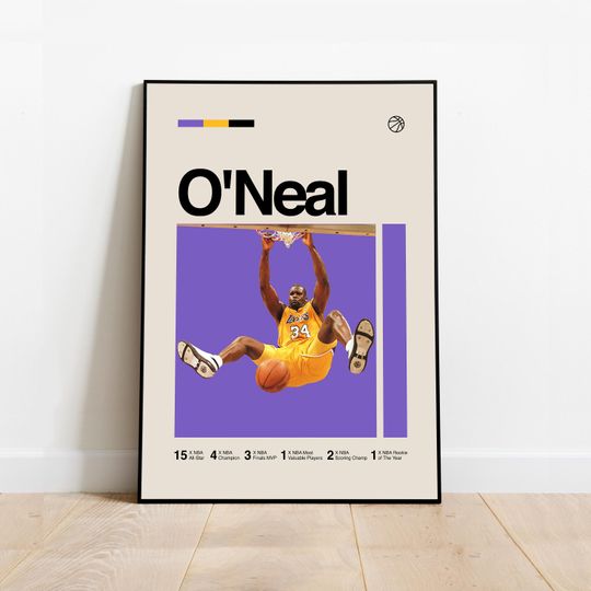 Discover Shaquille O'Neal Poster - Minimalist Mid century Modern Basketball Wall Art Print for Fans! DIGITAL DOWNLOAD