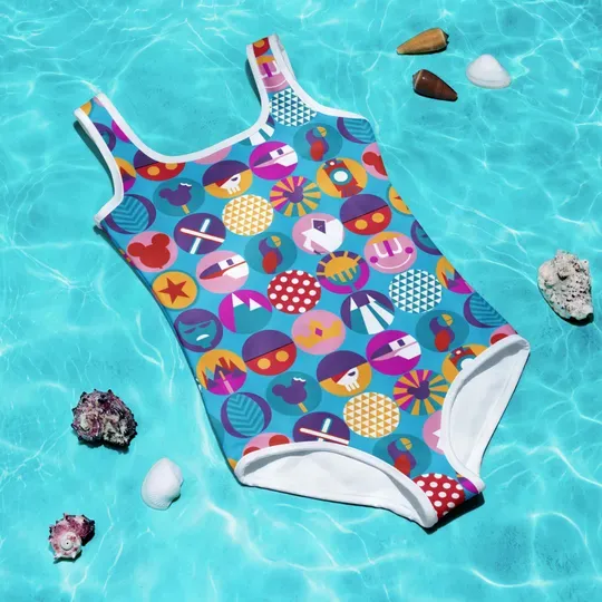 Discover Disney Cups and Popcorn Pattern Swimsuit, Disney Vacation, Disney Swimwear