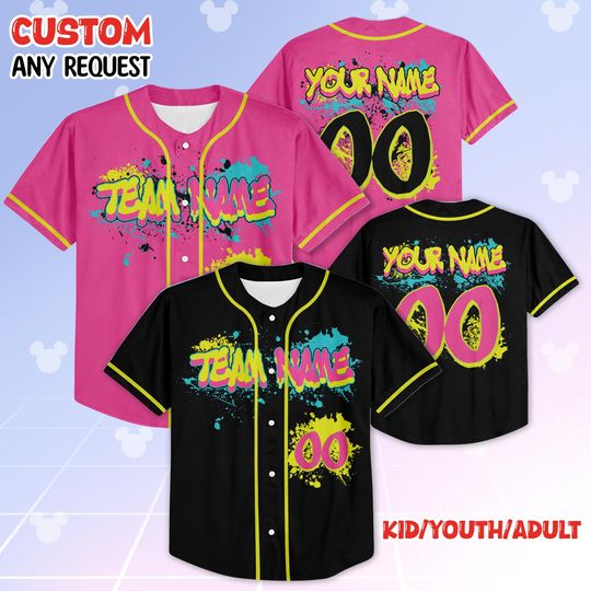 Custom Pink Black Baseball Jersey, Funny Monkey Team Shirt, Personalized Name & Number for Kids, Youth, Adults