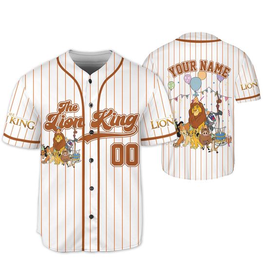 Discover Personalize Lion King Birthday Balloon Baseball Jersey, Custom Kid Youth Adult Baseball Jersey, Custom Disney Birthday Gift