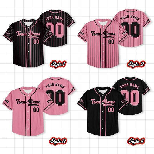 Custom Black And Pink Color Baseball Jersey, Custom Jersey Black Color Pink, Baseball Jersey For Fans, Concert Outfit 2025 Jersey