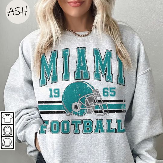 Discover Vintage 90s Style Miami Football Sweatshirt, Retro Sports Fan Shirt, Trendy Game Day Gift, Miami Mascot Sweatshirt, Miami Football Fan Shirt