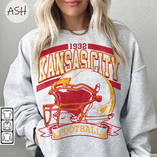 Discover Vintage 90s Style Kansas City Football Sweatshirt, Game Day Shirt, Kansas City Team Football Shirt, Sunday Kansas City, Kansas City Football