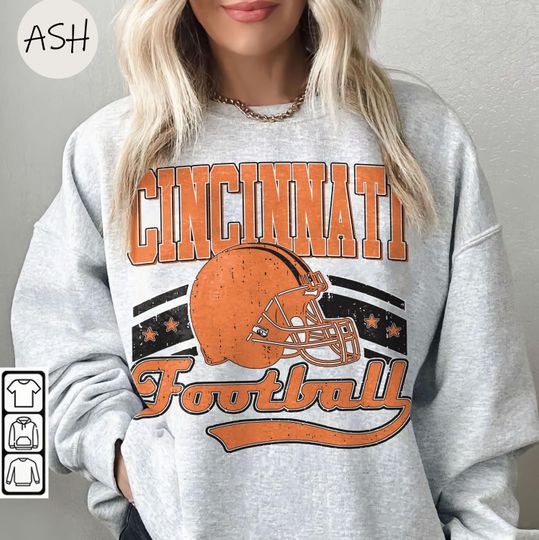 Discover Cincinnati Football Vintage Crewneck Sweatshirt TShirt,Game Day Pullover,90s Cincinnati Football Game Day Apparel,Bengal Fan Gift