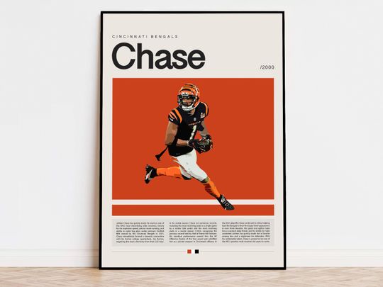 Discover Ja'Marr Chase Poster, football Poster, Sports Poster, Modern Sports Art, football Gifts, Super Bowl Poster, American Football Poster