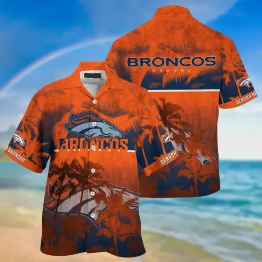Discover Denver Brôncos Rustic Palm Breeze Fan Spirit Hawaiian Shirt Summer Aloha, Gift for Fan