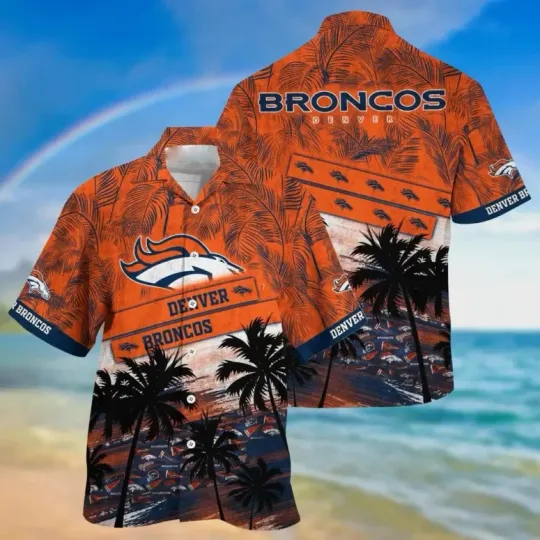 Discover Denver Brôncos Coastal Palm Waves Hawaiian Shirt Summer Aloha, Gift for Fan