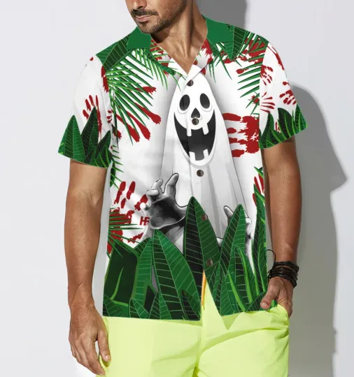 Ghost In The Bushes Halloween Hawaiian Shirt, Unique Halloween Shirt