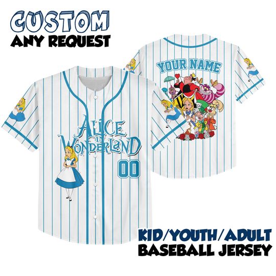 Alice in Wonderland Jersey, Disney Alice in Wonderland Family Jerseys, Disney Baseball Jersey Shirt, Disney Trip Shirt, Disney World