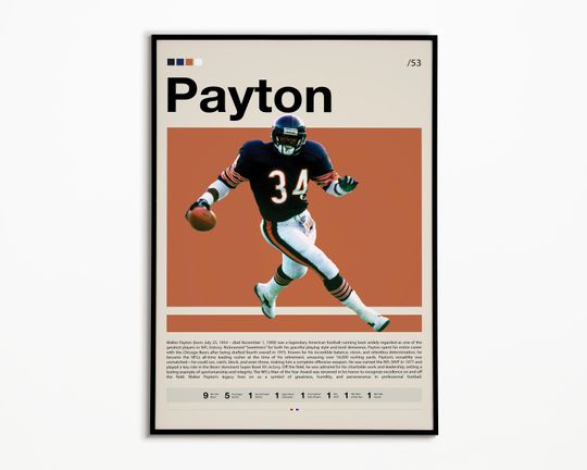 Walter Payton Poster, Chicago Bears Print, football Poster, Sports Poster, football Fans, Football Poster, football Wall Art, Sports Bedroom Posters