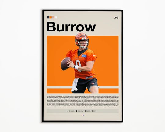 Joe Burrow Poster, Cincinnati Bengals Poster, football Poster, Sports Poster, Football Poster, football Wall Art, Sports Bedroom Posters