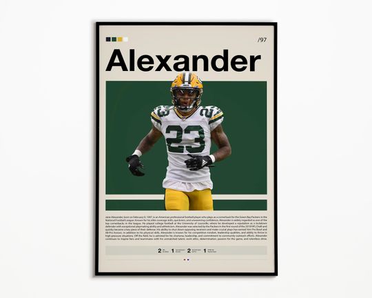 Jaire Alexander Poster, Green Bay Packers Print, football Poster, Sports Poster, Football Poster, football Wall Art, Sports Bedroom Posters