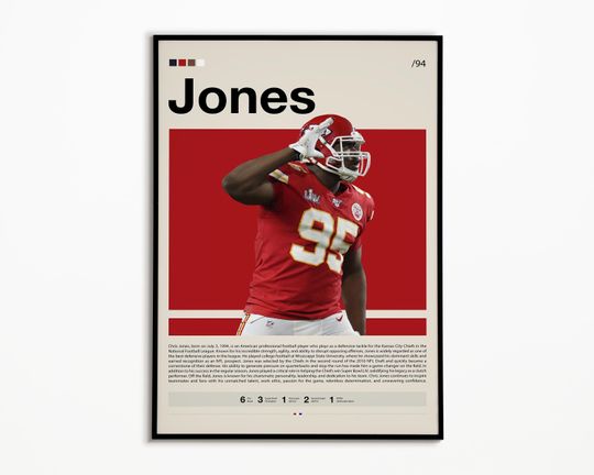 Chris Jones Poster, Kansas City Chiefs Print, football Poster, Sports Poster, football Fans, Football Poster, football Wall Art, Sports Bedroom Posters