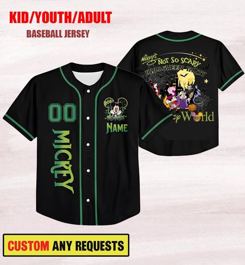 Discover Custom Mickey's Not So Scary 2025 Simple Jersey, Custom Kid Youth Adult Halloween Family Baseball Jersey Disney Characters Disney Girl Trip