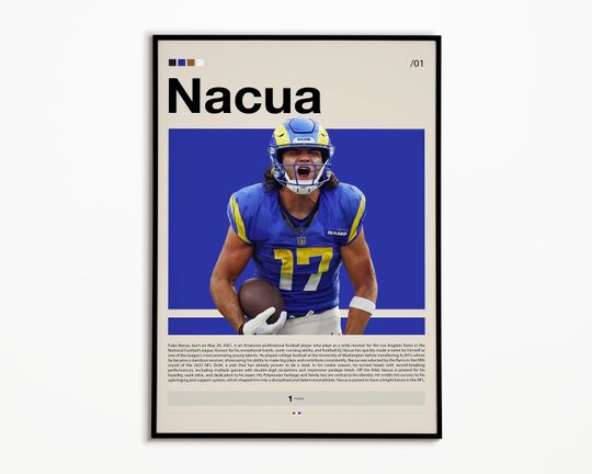 Puka Nacua Poster, Los Angeles Rams Print, football Poster, Sports Poster, football Fans, Football Poster, football Wall Art, Sports Bedroom Posters